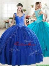 Discount Straps Royal Blue Quinceanera Dress with Beading and Appliques YYPJ058FOR