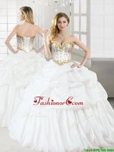 Discount Taffeta White Quinceanera Dress with Beading and Pick Ups YYPJ048FOR