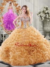 Exclusive Organza Champagne Sweet 16 Dress with Beading and Ruffles SJQDDT511002FOR