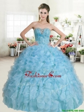 Popular Beaded and Ruffled Baby Blue Quinceanera Dress in Organza YYPJ052-2FOR