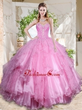 Popular Rose Pink Really Puffy Quinceanera Dress with Beading and Ruffles Layers SJQDDT707002FOR
