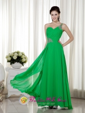 2013 Ankle-length Chiffon Green Beading Prom Dress Empire One Shoulder IN Tarija Bolivia Style LM04FOR
