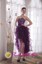 Purple Column Sweetheart 2013 Cocktail Dress High-low Flirty Organza Beading Decorate in Cochabamba Bolivia Wholesale Style PDATS125FOR