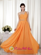 Stylish Orange Red  Sheath One Shoulder Floor-length Chiffon Beading Prom Dress for  Formal Evening in Cobija Bolivia Style MLXN080701FOR
