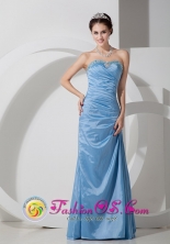 Yurimaguas Peru Customer Made Sweetheart Strapless Floor-length Baby Blue Column Taffeta Beading and Ruch wholesale Prom Dress For 2013 Spring Prom Style AFE080806FOR