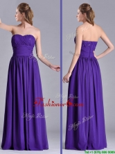 Beautiful Empire Ruched Chiffon Long Dama Dress in Purple THPD319FOR