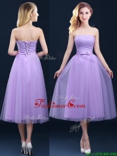 Discount Tea Length Tulle Lavender Dama Dress with Belt BMT0184EFOR