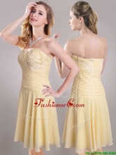 Elegant Applique Chiffon Yellow Short Dama Dress with Side Zipper THPD233FOR