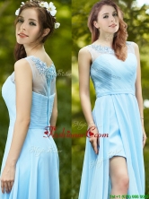 Elegant See Through Scoop Appliques Dama Dress in Light Blue BMT0110CFOR