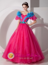 Pretty Quinceanera Dress  Off The Shoulder and Short Sleeves With Belt In Trujillo Honduras Wholesale Style MLXNHY09FOR 
