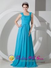 South Australia SA Wholesale Square Empire  Brush Train Chiffon Ruch Teal Dama Dress for 2013 Prom Style JSY080803FOR 