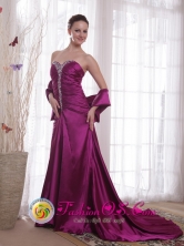 Sweetheart Beading Purple A-Line Court Train Taffeta Evening Dress for Fall In Toa Baja Puerto Rico Wholesale  Style PDATS131FOR
