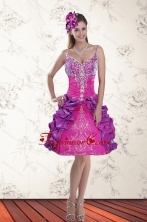 2015 Beautiful Ball Gown Straps Multi Color Dama Dresses with Embroidery XFNAOA53TZBFOR