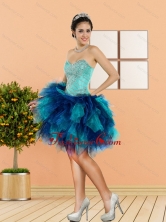 2015 New Style Beading and Ruffles Sweetheart Dama Dresses in Multi Color QDDTC46003FOR