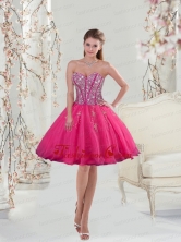2015 Sweetheart Rose Pink Sequins and Appliques Dama Dresses QDDTA7003FOR 