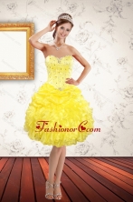 Beautiful Sweetheart Beaded and Ruffled Yellow Dama Dresses for 2015 Spring XFNAOA03TZBFOR
