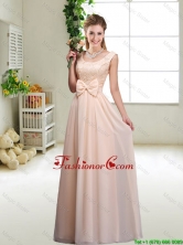 Perfect Bowknot Scoop Dama Dresses in Champagne BMT045DFOR
