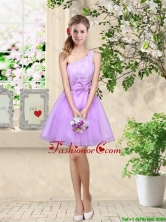 Popular A Line One Shoulder Laced Dama Dresses in Lavender BMT036DFOR