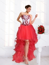 2015 Beautiful Coral Red Prom Dresses with Embroidery and Beading QDZY386TZBFOR