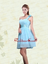 A Line Ruching Chiffon Prom Dresses with One Shoulder BMT017DFOR