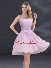 A Line Sweetheart Prom Dress with Ruhing and Belt BMT027CFOR