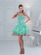 Apple Green Sweetheart Ruffled Beaded Beautiful Prom Dresses for 2015 ZY791TZCFOR