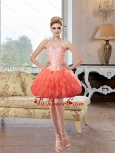 Beautiful Short Sweetheart Coral Red Prom Dresses with Beading SJQDDT67003FOR