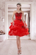 Elegant Sweetheart Red 2015 Prom Dresses with Embroidery and Ruffles XFNAO508TZCFOR