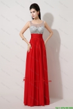 Fashionable Side Zipper Red Prom Dresses with Scoop DBEE367FOR