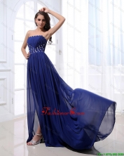 Gorgeous Beading Brush Train Strapless Prom Dresses in Royal Blue DBEE532FOR