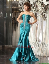 Luxurious Mermaid Brush Train Beaded Prom Dresses in Teal DBEE625FOR