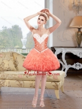 Modest Ball Gown Mini Length Prom Dresses with Beading and Ruffles SJQDDT89003FOR