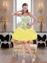 Modest Beaded Prom Dresses with Pick Ups in Yellow for Cocktail SJQDDT40003-4FOR