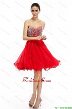 Romantic A Line Sweetheart Beaded Prom Dresses in Red DBEE129FOR