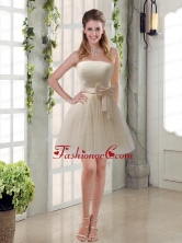 Simple Ruching Strapless Princess  Prom Dress with Bowknot BMT003EFOR