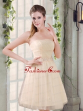 Strapless Appliques 2015 New Prom Dress in Champagne BMT023FFOR