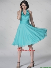 The Super Hot Halter Top Turquoise Prom Dresses with Ruffles and Belt DBEE198FOR