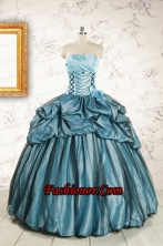 2015 Cheap Strapless Quinceanera Dresses in Teal FNAO801FOR