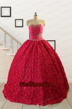 2015 Customize Special Fabric Beading Sweet 16 Dress in Coral Red FNAO812FOR