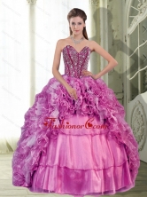 2015 Exquisite Sweetheart Beading and Ruffles Dress for Quinceanera QDDTA57002FOR
