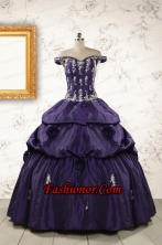 2015 Latest Off The Shoulder Appliques Quinceanera Dresses in Purple FNAO135FOR