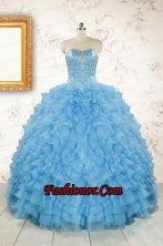 2015 Pretty Sweetheart Baby Blue Sweet 15 Dresses with Beading FNAODVC1037FOR