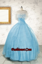 2015 Puffy Beading Baby Blue Quinceanera Dress with Wraps FNAO046AFOR