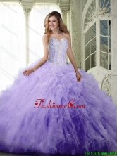2015 Summer Perfect Ball Gown Sweetheart Lavender Quinceanera Dresses with Beading and Ruffles SJQDDT70002-1FOR