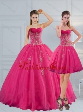 2015 Sweetheart Hot Pink Quinceanera Dress with Appliques and Beading QDZY209TZFOR