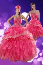 2015 The Super Hot Strapless Quince Dresses with Ruffles and Appliques XFNAO068TZFOR
