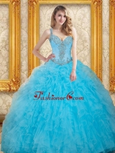 2015 Unique Beading Dress for Quinceanera in Aqua Blue SJQDDT27002FOR