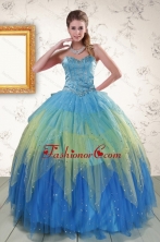 2015 Unique Sweetheart Beading and Ruching Quinceanera Dresses in Multi Color XFNAO5766FOR