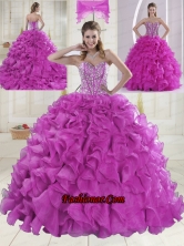 Ball Gown Sweetheart Brush Train Beading Quinceanera Dresses in Fuchsia XLFY091906B-11FOR