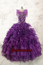 Beautiful Appliques Purple Strapless 2015 Quinceanera Dresses FNAO244AFOR